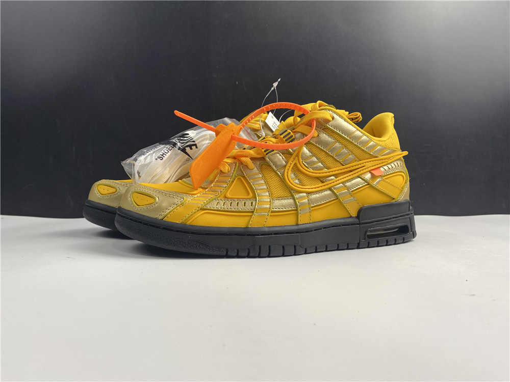 from OFF-WHITE x Nike Air Rubber Dunk “University Gold” CU6015-100