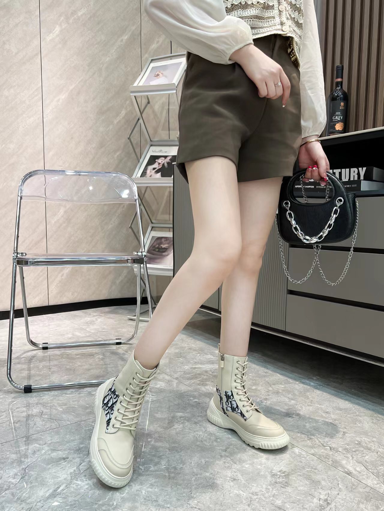 Women D*ior Top Boots Maikesneakers