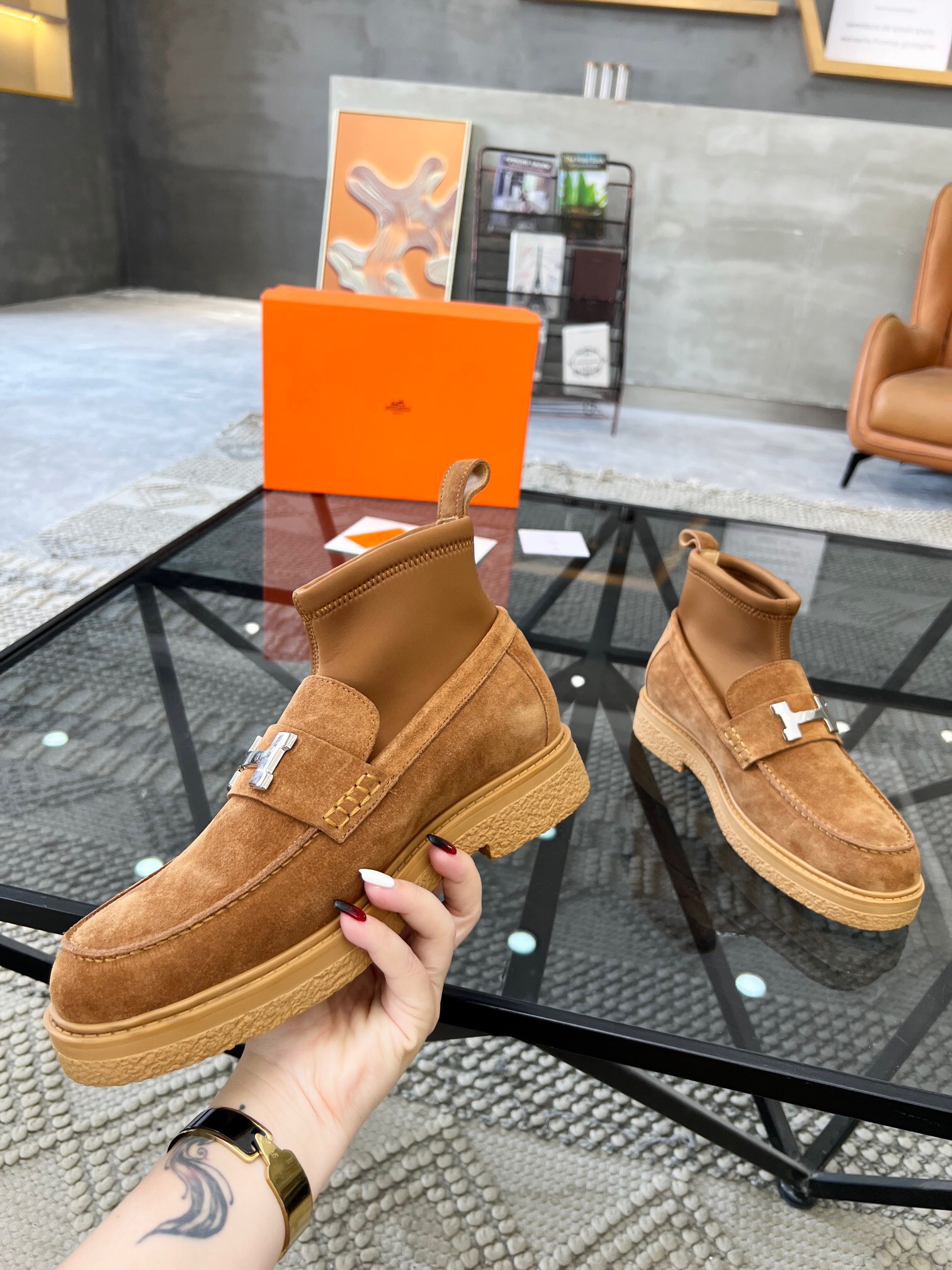 Men  H*ermes Top Sneaker